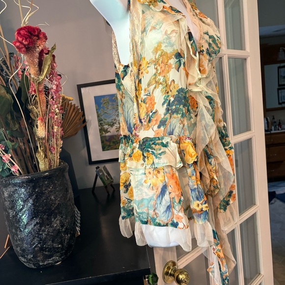 By Anthropologie Sleeveless Trailing Ruffle Blouse S NWT - Picture 14 of 16